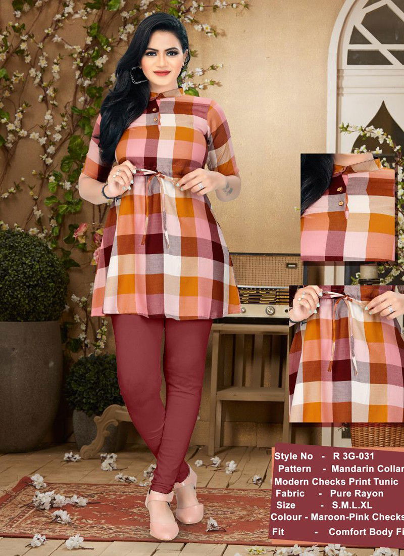 R3G TUNICS VOL-3 Fancy Stylish Party Wear Rayon Printed Kurti Collection